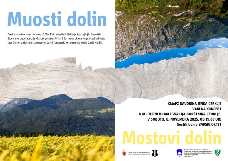 MOSTOVI DOLIN – skupni koncert KMoPZ Davorina Jenka in Barskega okteta